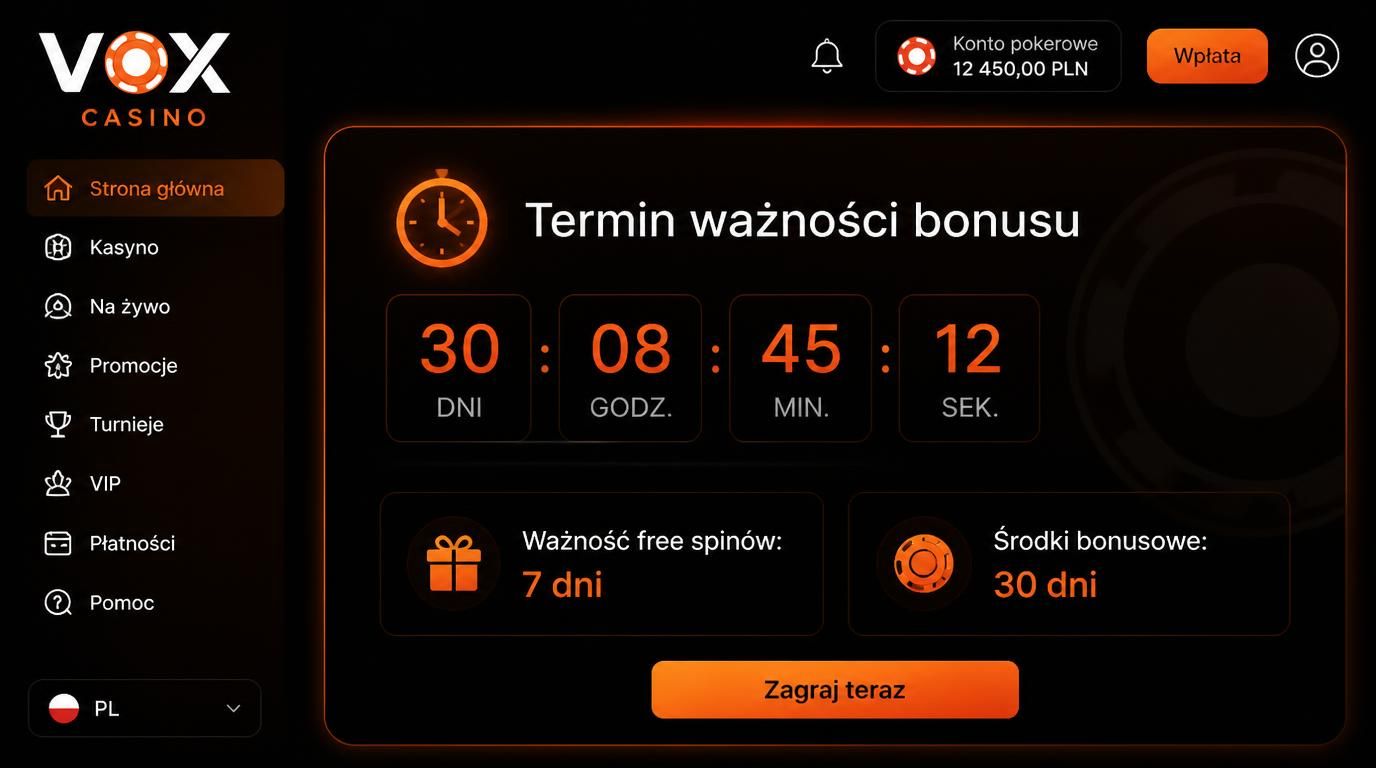 Ikona zegara i darmowych spinów z informacją o czasie ważności