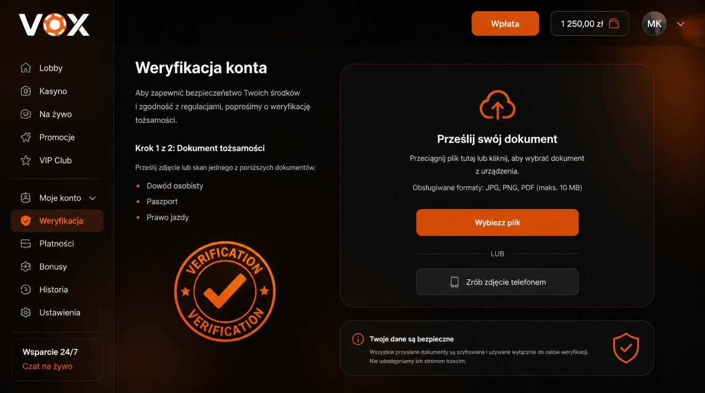proces weryfikacji tożsamości w Vox Casino Polska